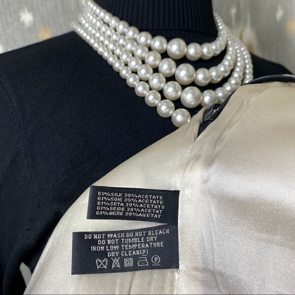 Ralph Lauren Black & Ivory Art Deco Abstract Auto Pattern Silk Pencil Skirt - Picture 14 of 16